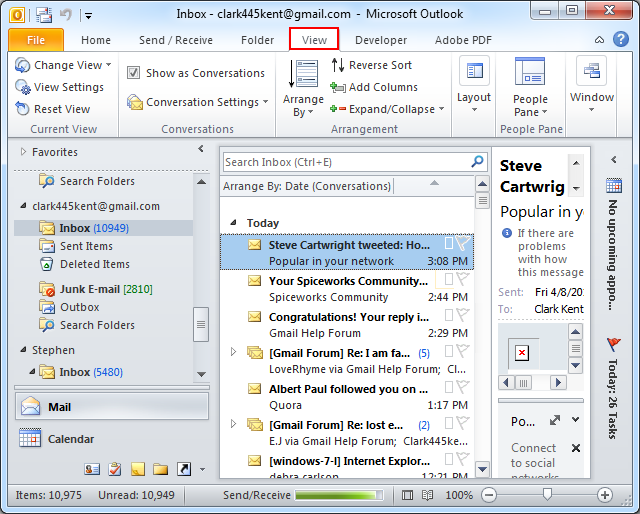 how to change my email default to outlook windows 10