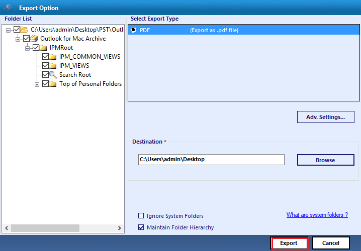 Save PST as PDF