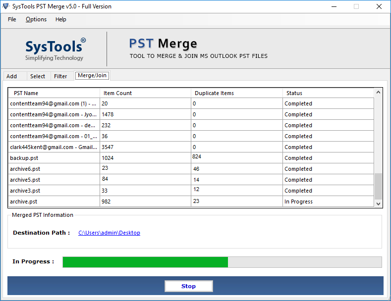 Merge Archive PST Files screenshot