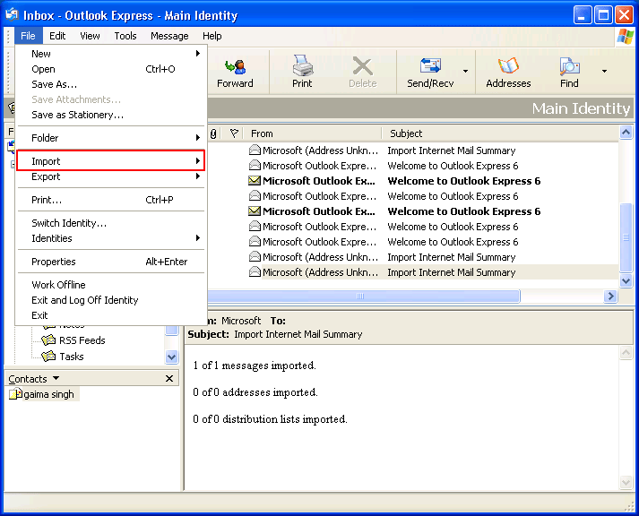 Select import Option