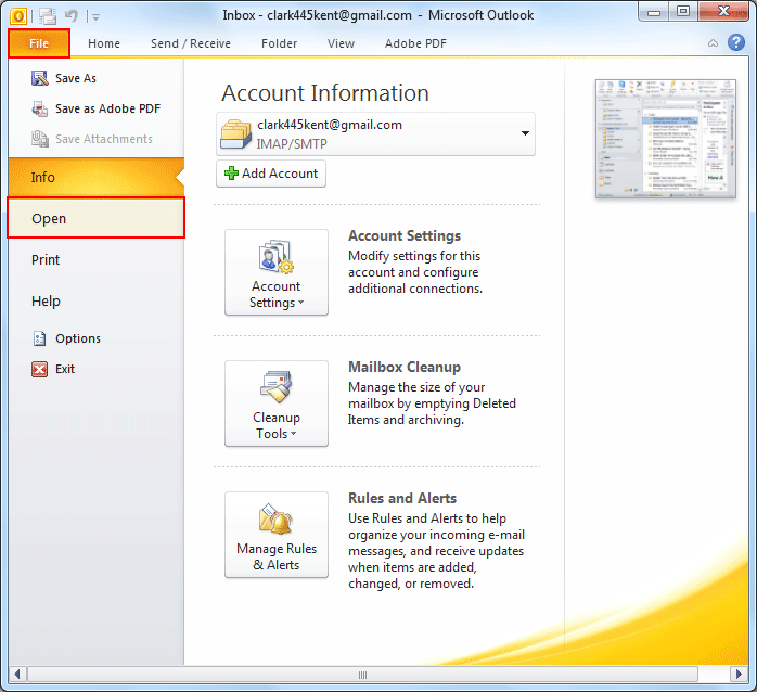 Select open option
