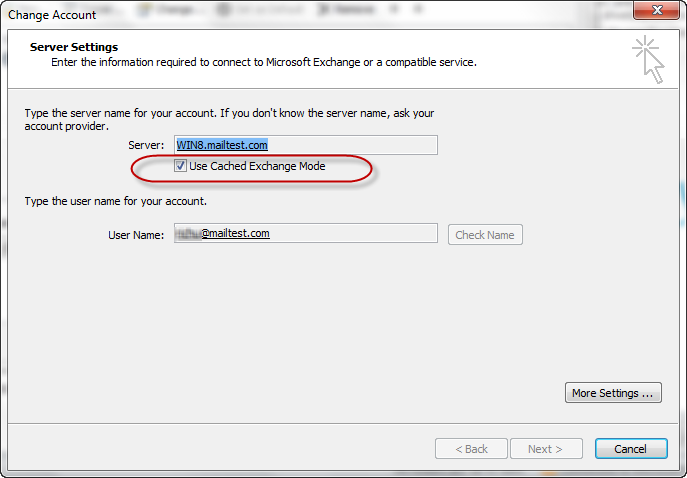 Check Use Cached Exchange Mode