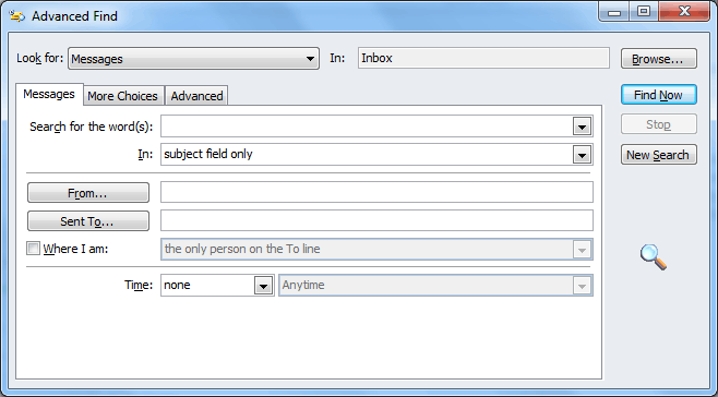 Advanced Find Window