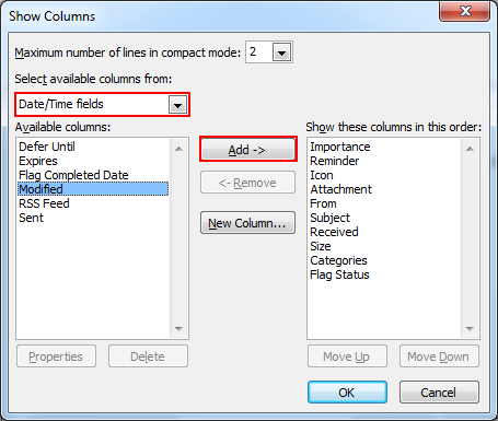 Select Date/Time Fields