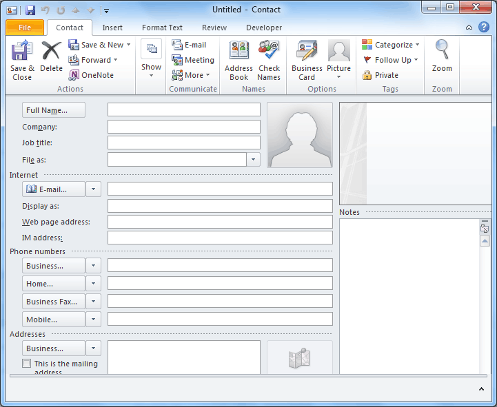 Create A New Contacts