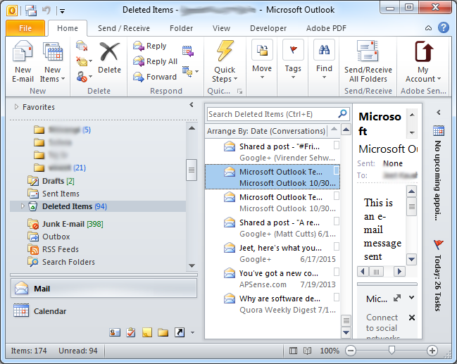 How to find Out When A Message Was Deleted in Outlook
