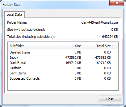 Determining folder size, name and location