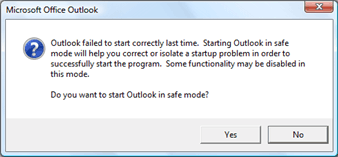 need to start outlook safe mode