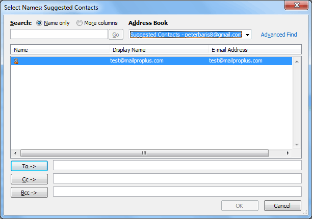 Open addressbook with to bcc