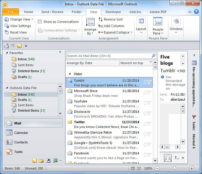 Open view Menu