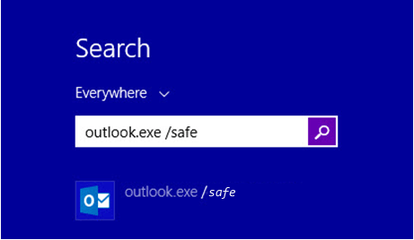 Outlook Safe Mode in windows 8