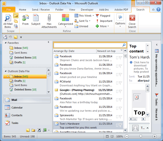 Search for a specific mail