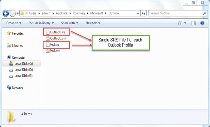 Single SRS File for each outlook profile