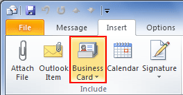 Click on business Card