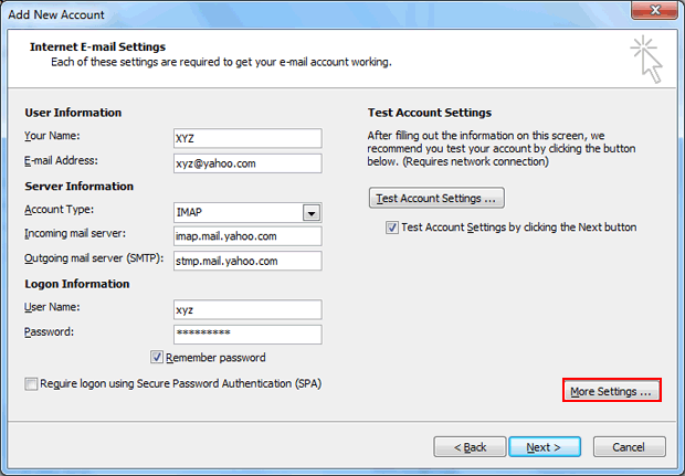 select more settings