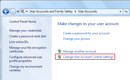 Change User Account Control Settings