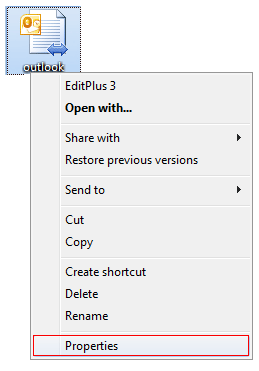 right click on PST file and select property options