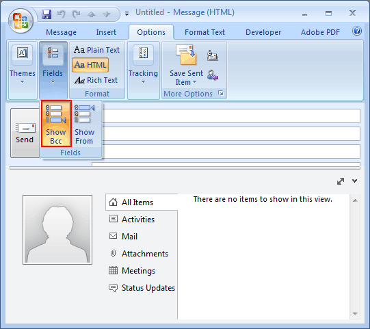 Outlook 2007 BCC option