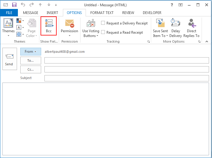 how to send mail bcc in outlook