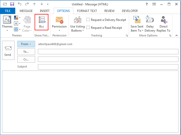 Outlook 2013 BCC option