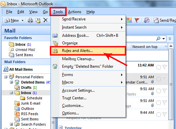 How to organize Outlook email using folders and rules