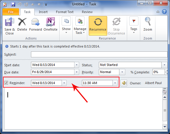 how to set up a task in outlook