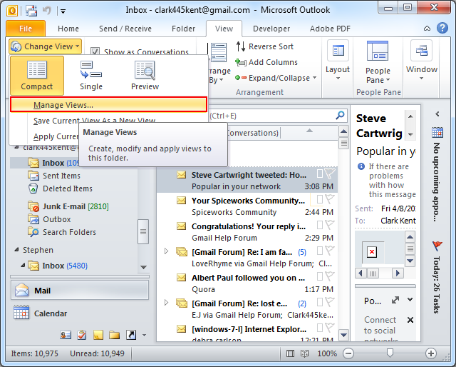 Change Custom View Settings For All Folders In Outlook