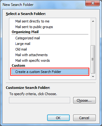 create a custom search folder