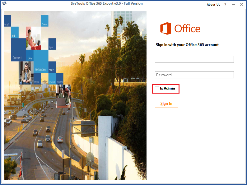 Check Is Admin to export Office 365 admin mailbox to PST