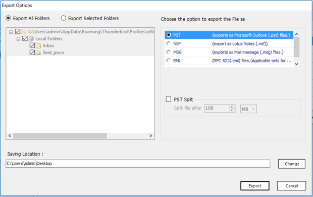 export local folders to pst